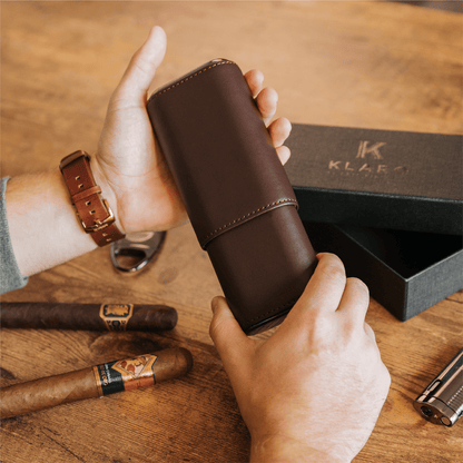 Case Elegance Case Elegance - Premium 3 Cigar Travel Case - Cocoa Brown