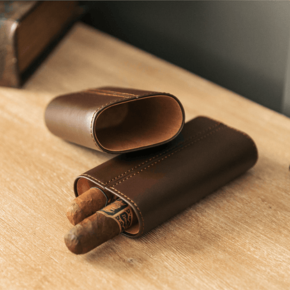Case Elegance Case Elegance - Premium 3 Cigar Travel Case - Cocoa Brown