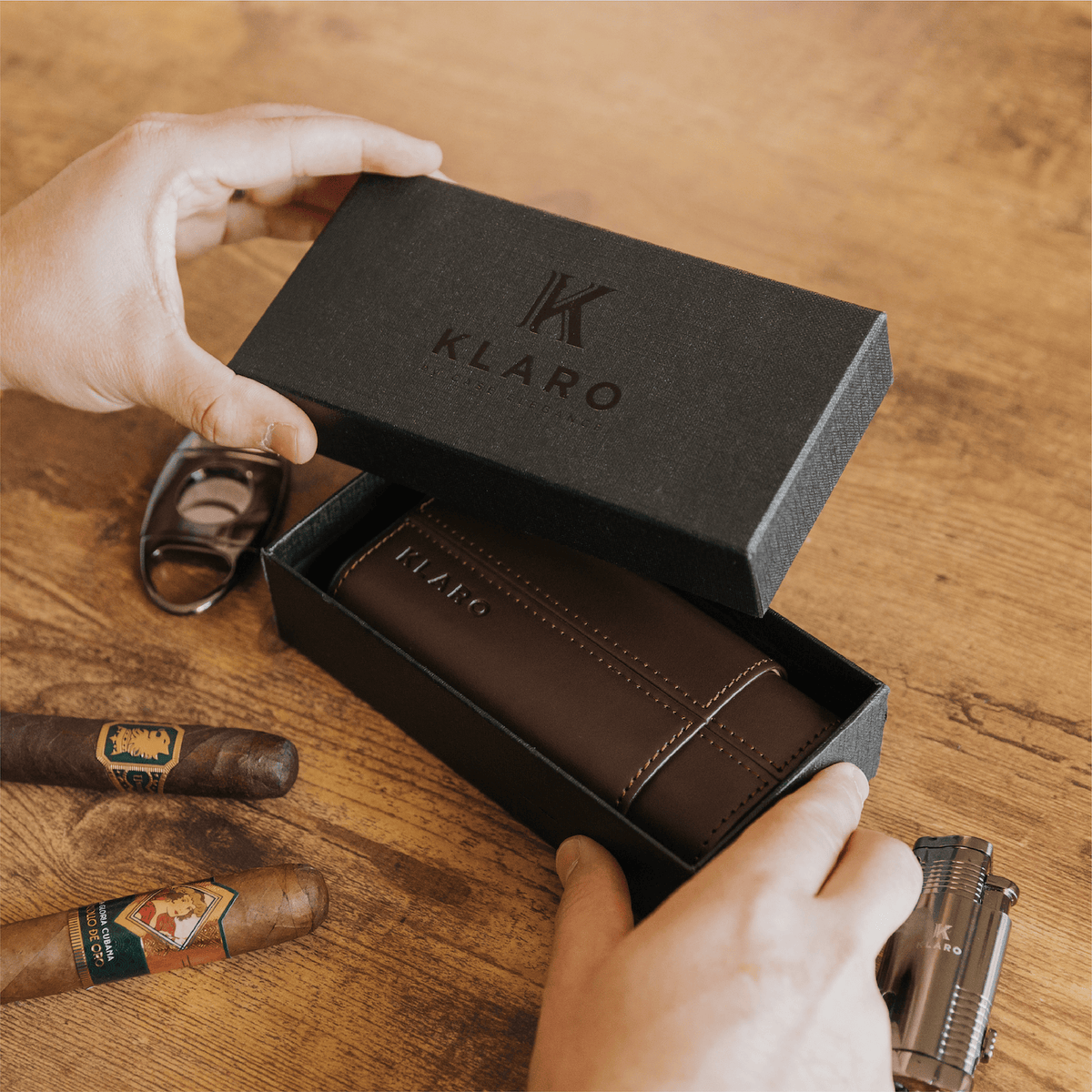 Case Elegance Case Elegance - Premium 3 Cigar Travel Case - Cocoa Brown