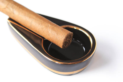 Case Elegance Case Elegance - Single Black and Gold Inlay Ceramic Ashtray