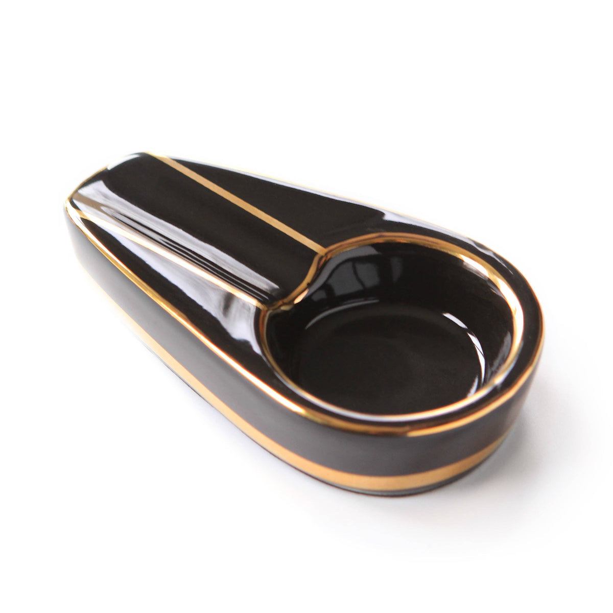 Case Elegance Case Elegance - Single Black and Gold Inlay Ceramic Ashtray