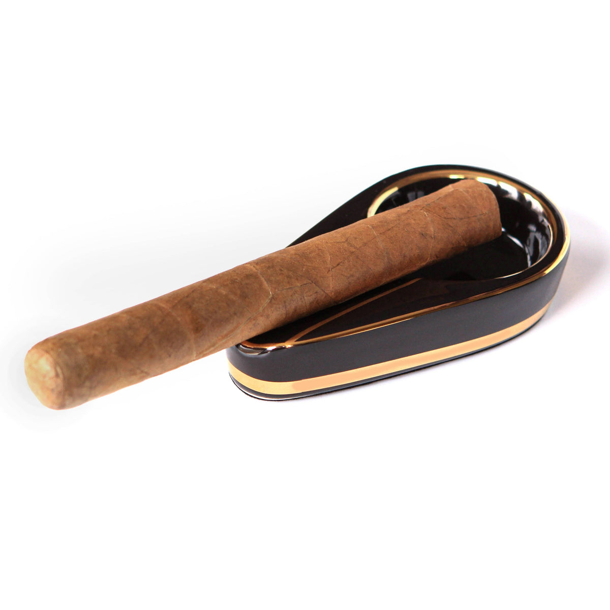 Case Elegance Case Elegance - Single Black and Gold Inlay Ceramic Ashtray