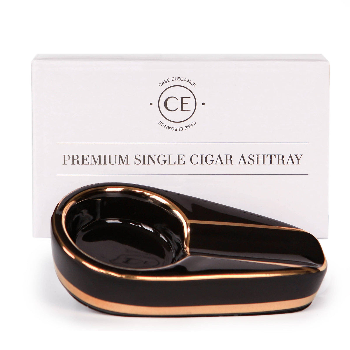 Case Elegance Case Elegance - Single Black and Gold Inlay Ceramic Ashtray