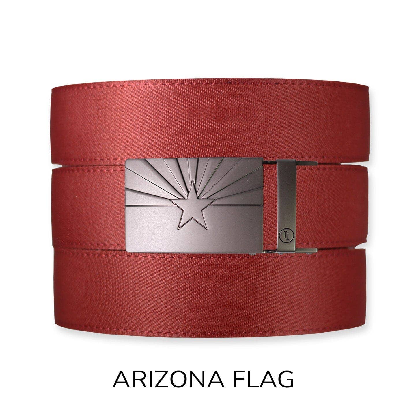 Tough Apparel - Brick Red Canvas+ Ratchet Belt & Buckle Set: Brushed Gold