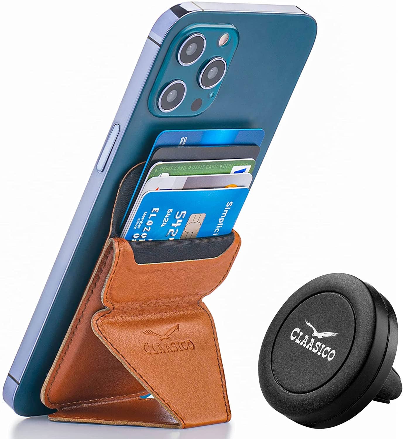Claasico Claasico - Cell Phone Wallet with Magnetic Phone Stand: Black