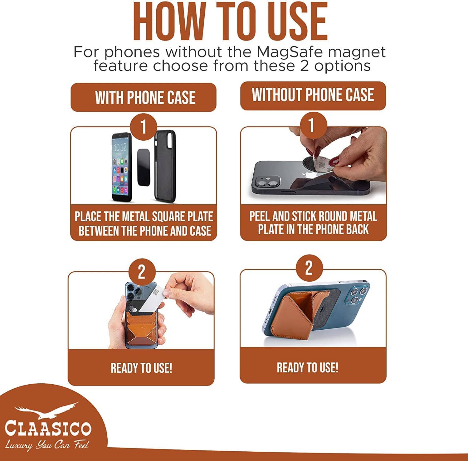 Claasico Claasico - Cell Phone Wallet with Magnetic Phone Stand: Black