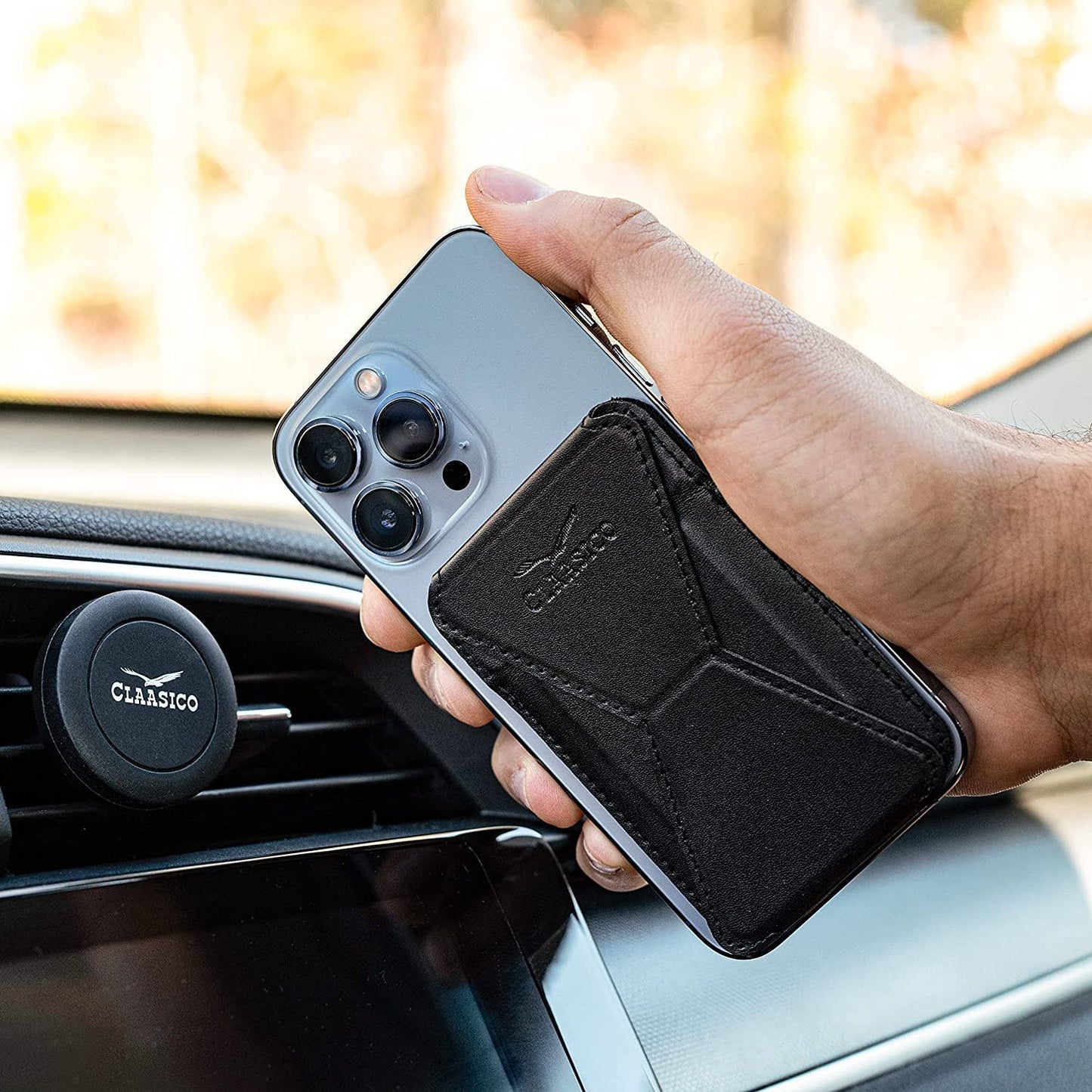 Claasico Claasico - Cell Phone Wallet with Magnetic Phone Stand: Black