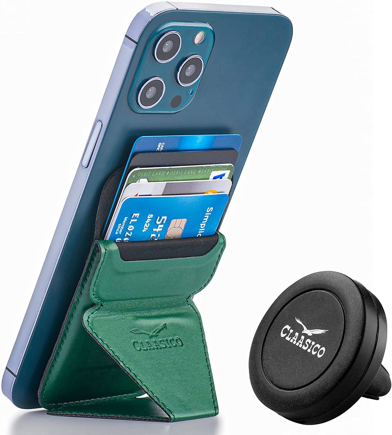 Claasico Claasico - Cell Phone Wallet with Magnetic Phone Stand: Black