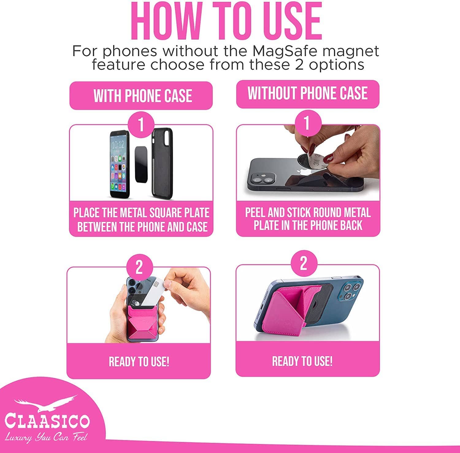 Claasico Claasico - Cell Phone Wallet with Magnetic Phone Stand: Black