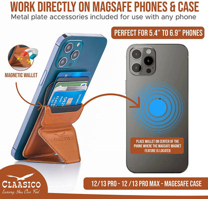 Claasico Claasico - Cell Phone Wallet with Magnetic Phone Stand: Black