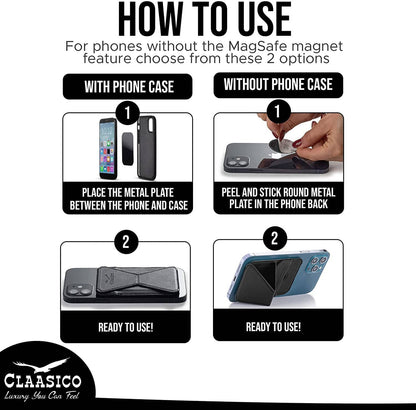 Claasico Claasico - Cell Phone Wallet with Magnetic Phone Stand: Black