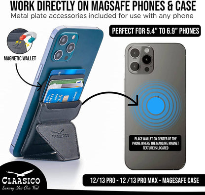 Claasico Claasico - Cell Phone Wallet with Magnetic Phone Stand: Black