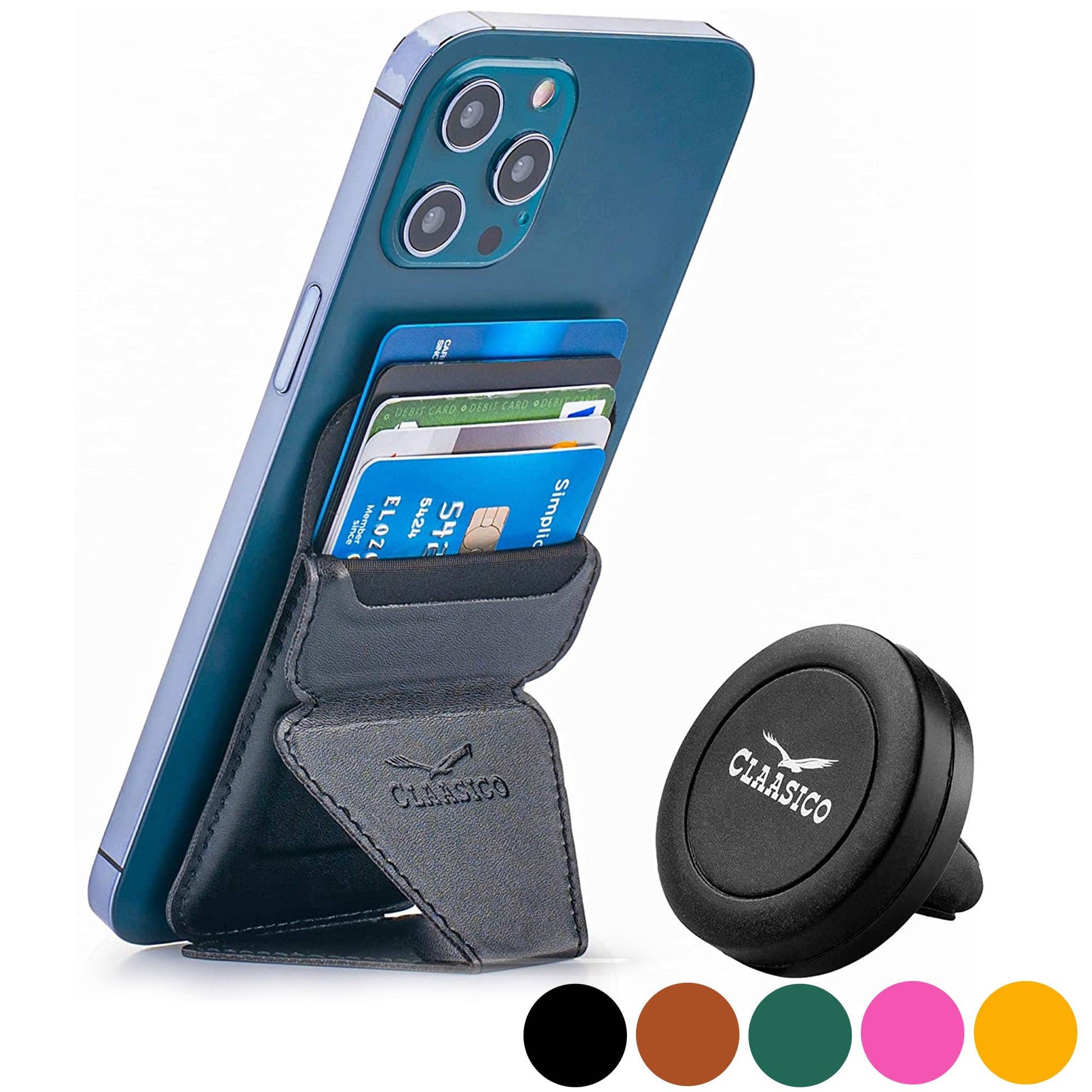 Claasico Claasico - Cell Phone Wallet with Magnetic Phone Stand: Black