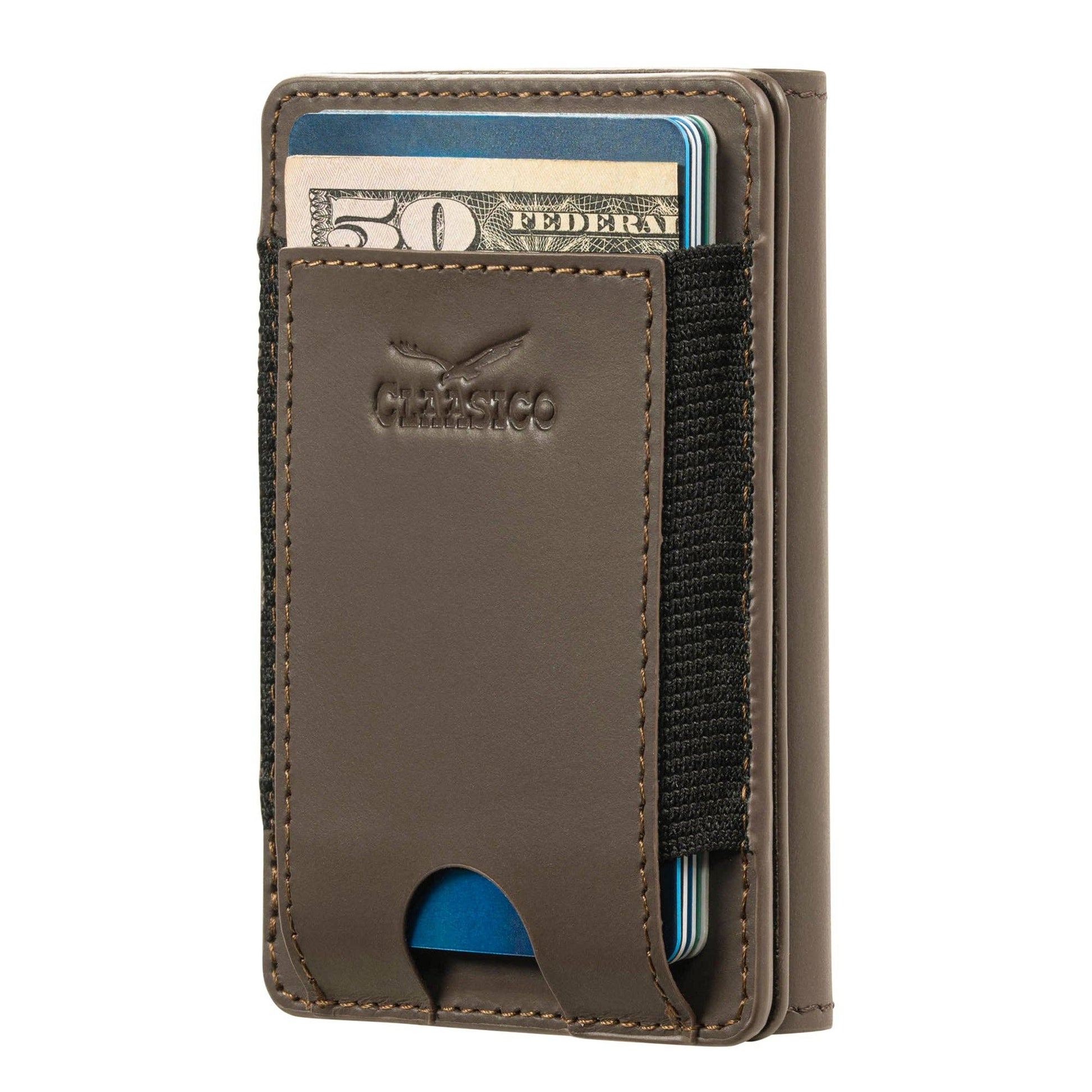 Claasico Claasico - Claasico MagSafe Wallet for Men | Slim RFID Blocking Leather Card Holder with Pop-Up Mechanism: Black