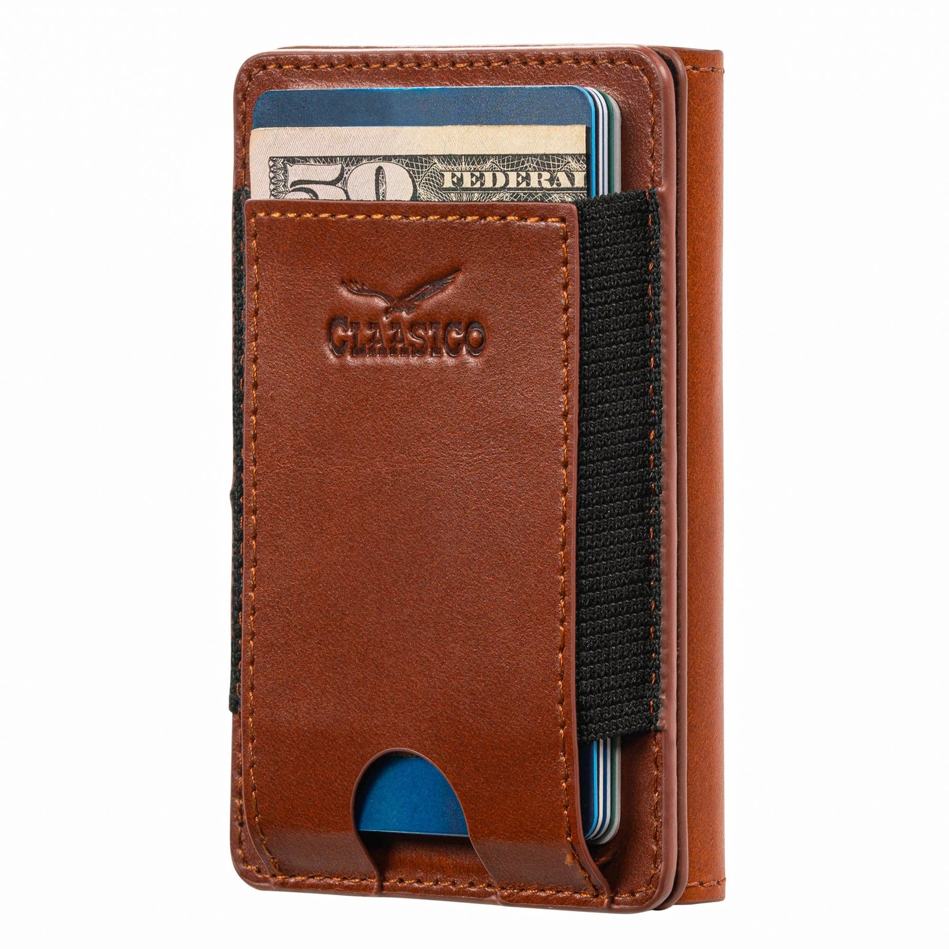 Claasico Claasico - Claasico MagSafe Wallet for Men | Slim RFID Blocking Leather Card Holder with Pop-Up Mechanism: Coffee