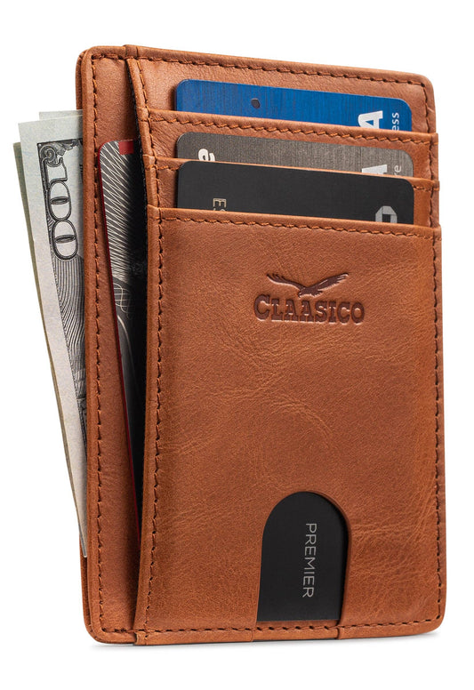Claasico Claasico - Front Pocket Minimalist Leather card holder Wallet.: California Dessert