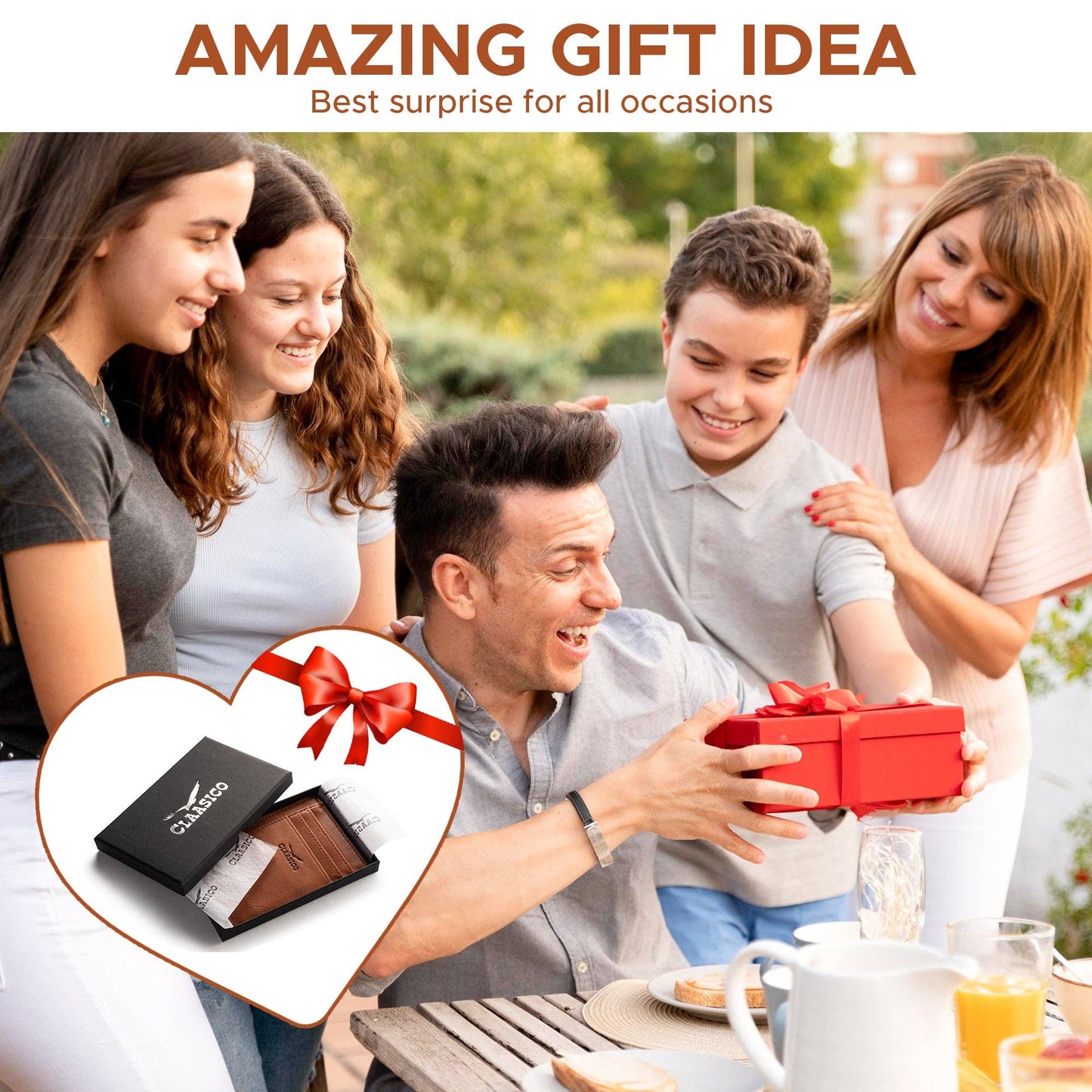 Claasico Claasico - Front Pocket Minimalist Leather card holder Wallet.: Coffee