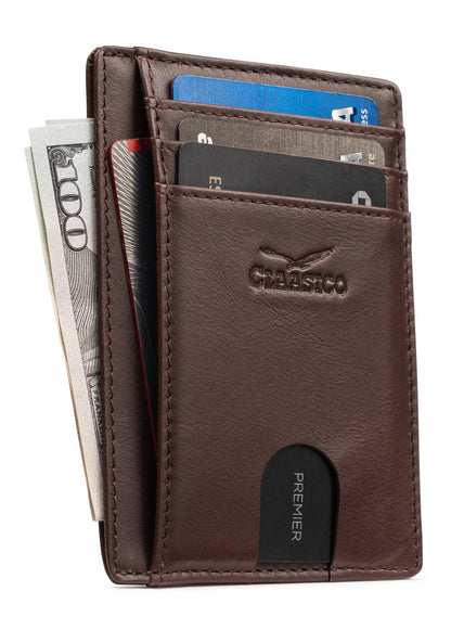 Claasico Claasico - Front Pocket Minimalist Leather card holder Wallet.: Coffee