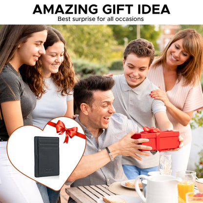 Claasico Claasico - Front Pocket Minimalist Leather card holder Wallet.: Crosshatch Black