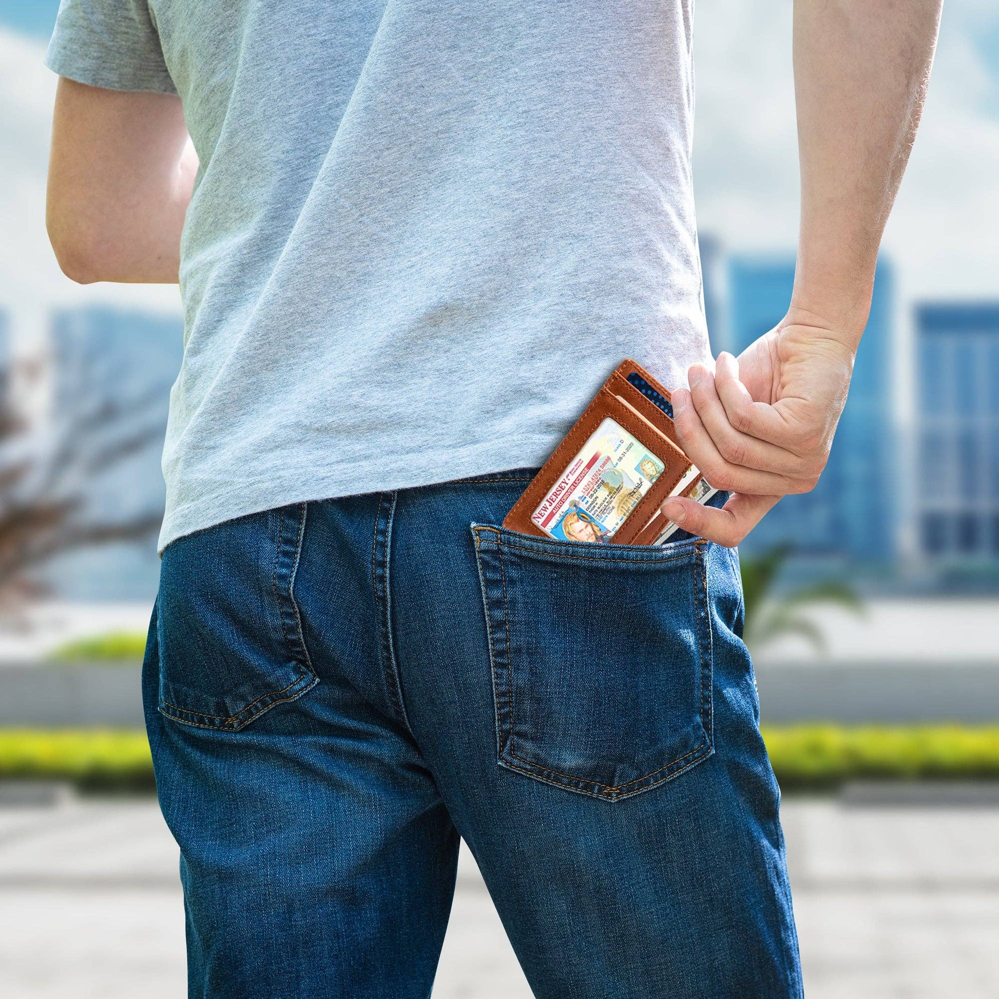 Claasico Claasico - Front Pocket Minimalist Leather card holder Wallet.: Vintage Brown