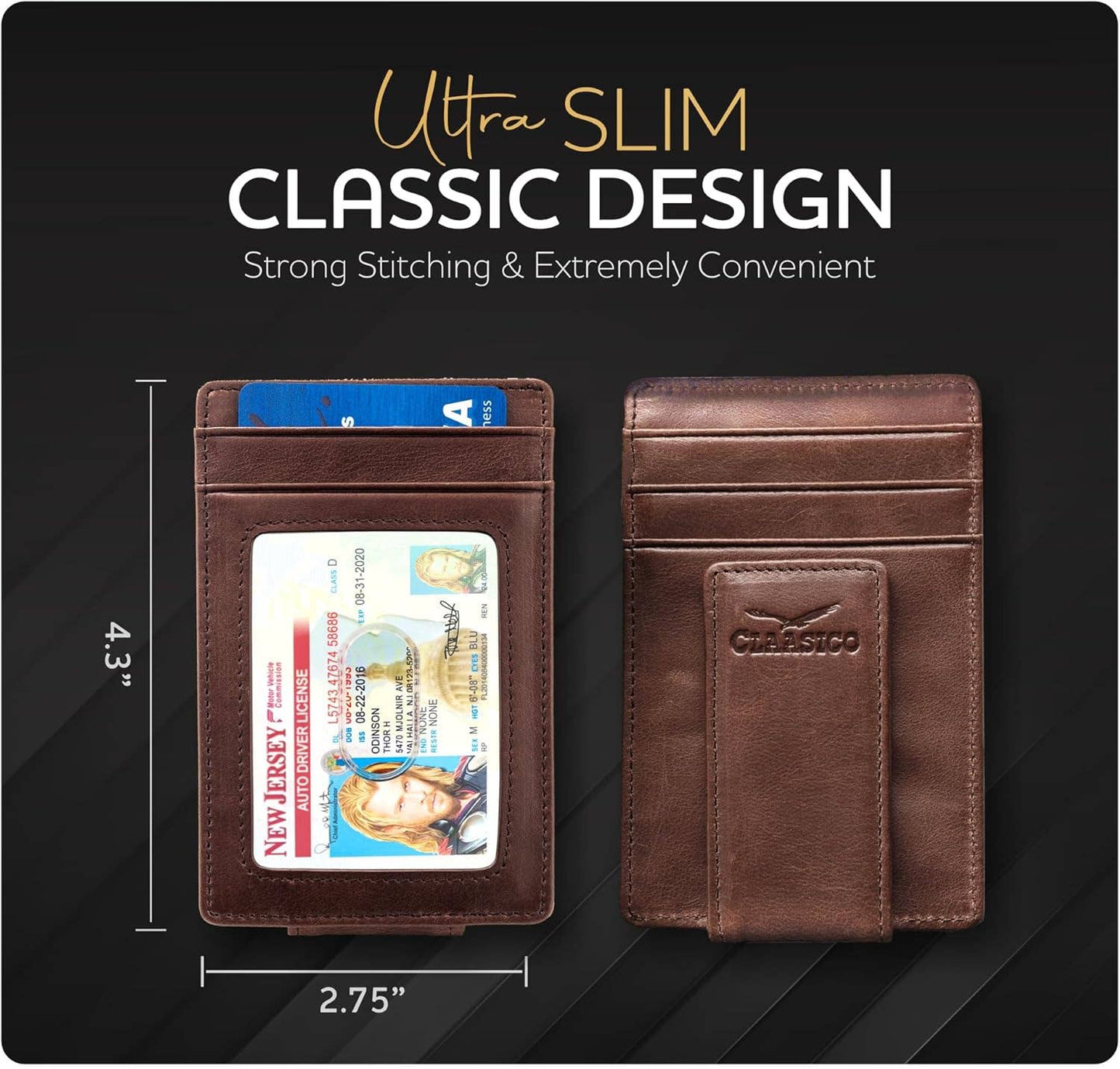 Claasico Claasico - Money Clip Leather Wallet For Men: California Dessert