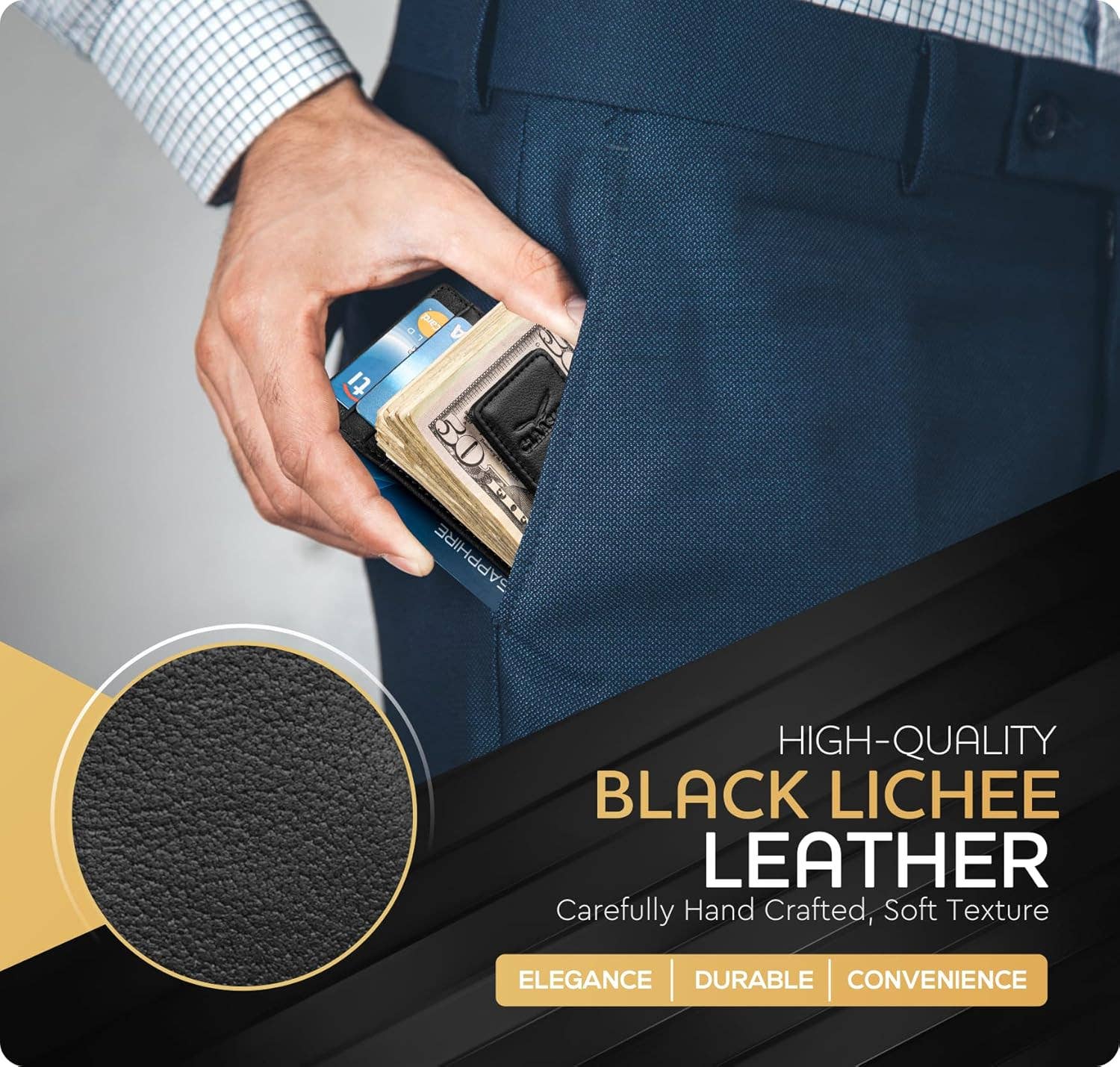 Claasico Claasico - Money Clip Leather Wallet For Men: California Dessert