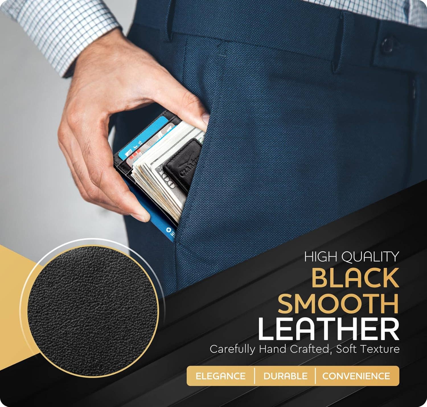 Claasico Claasico - Money Clip Leather Wallet For Men: Coffee