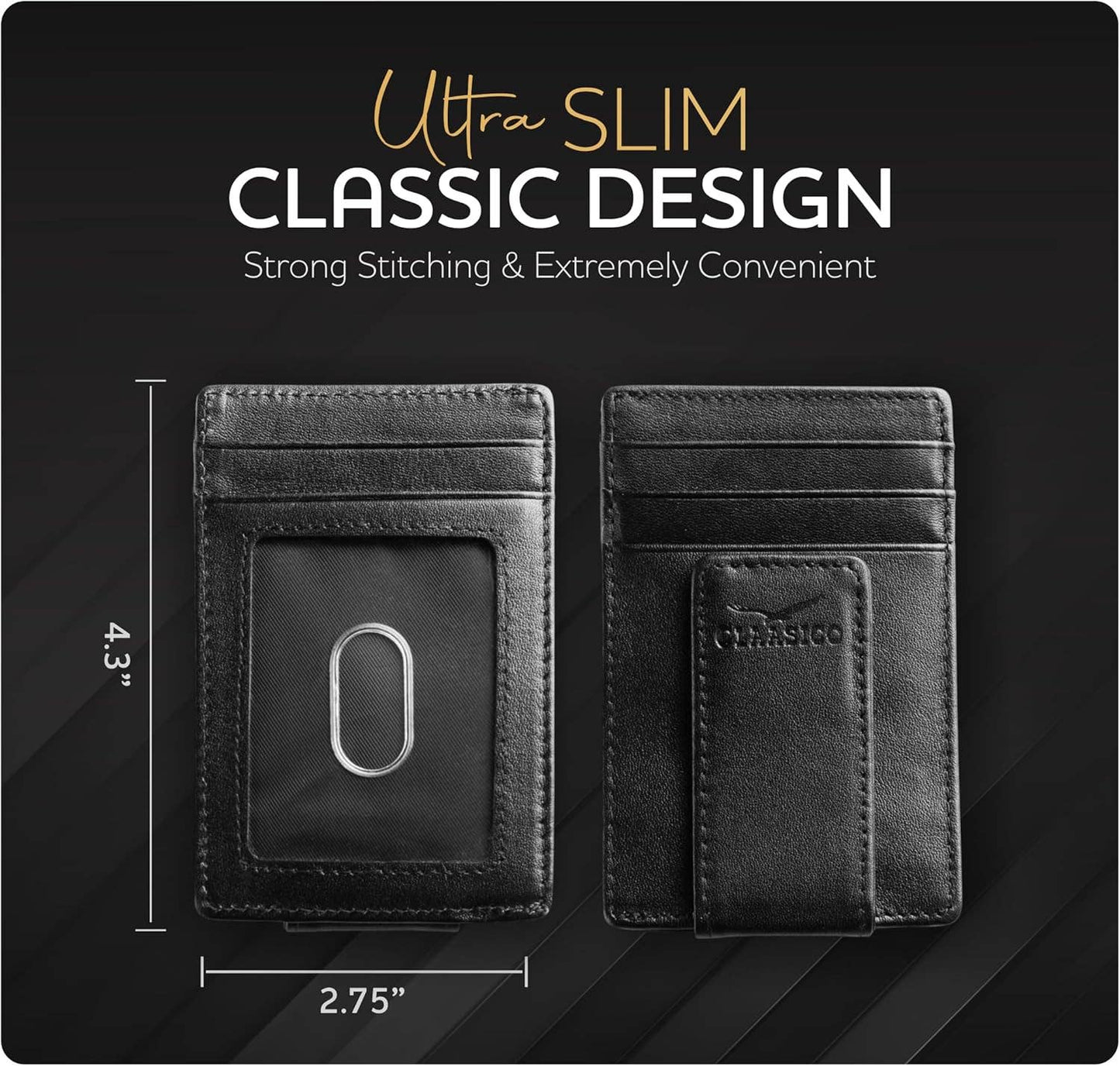 Claasico Claasico - Money Clip Leather Wallet For Men: Coffee