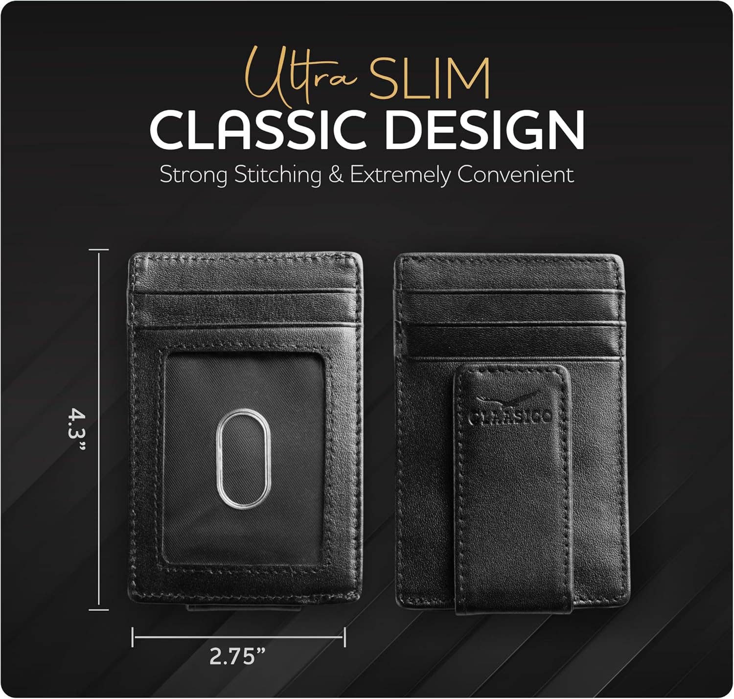 Claasico Claasico - Money Clip Leather Wallet For Men: Coffee