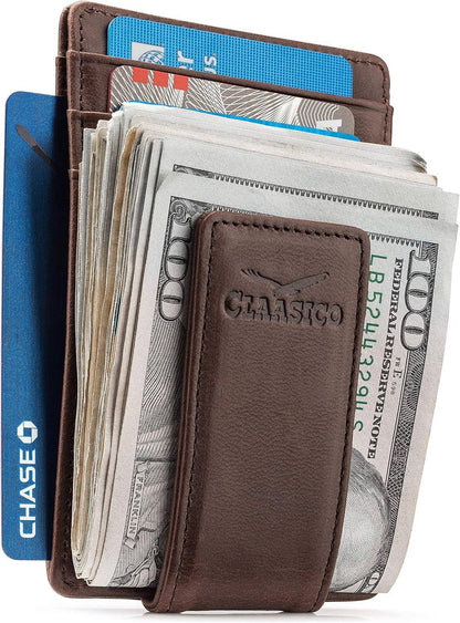 Claasico Claasico - Money Clip Leather Wallet For Men: Coffee