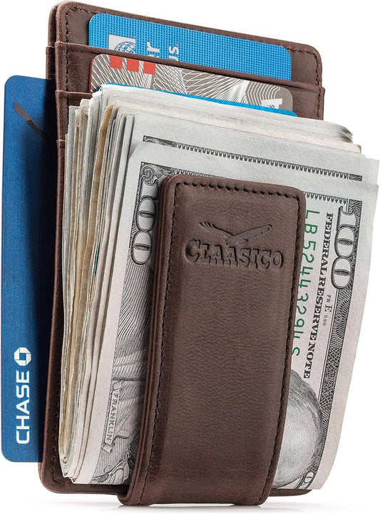 Claasico Claasico - Money Clip Leather Wallet For Men: Coffee