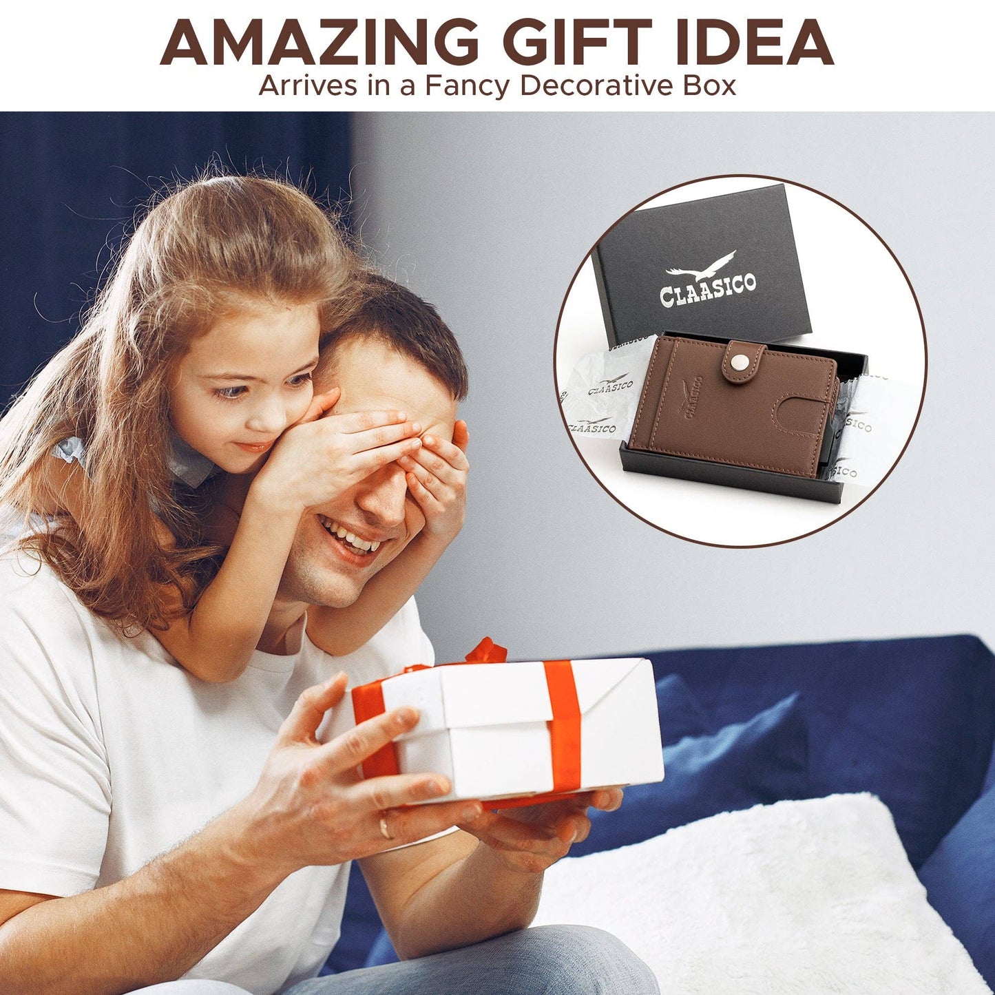 Claasico Claasico - Pop up Bifold Leather wallet: Brown Smooth
