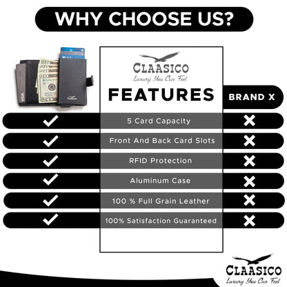 Claasico Claasico - Pop up Bifold Leather wallet: Brown Smooth
