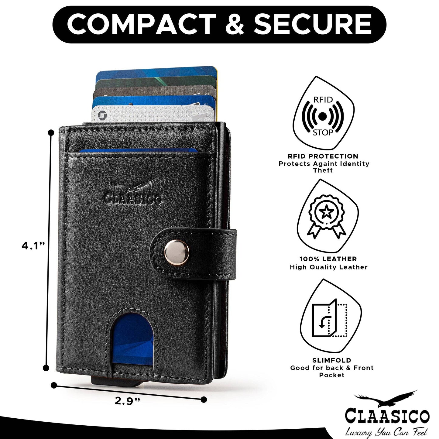 Claasico Claasico - Pop up Bifold Leather wallet: Brown Smooth