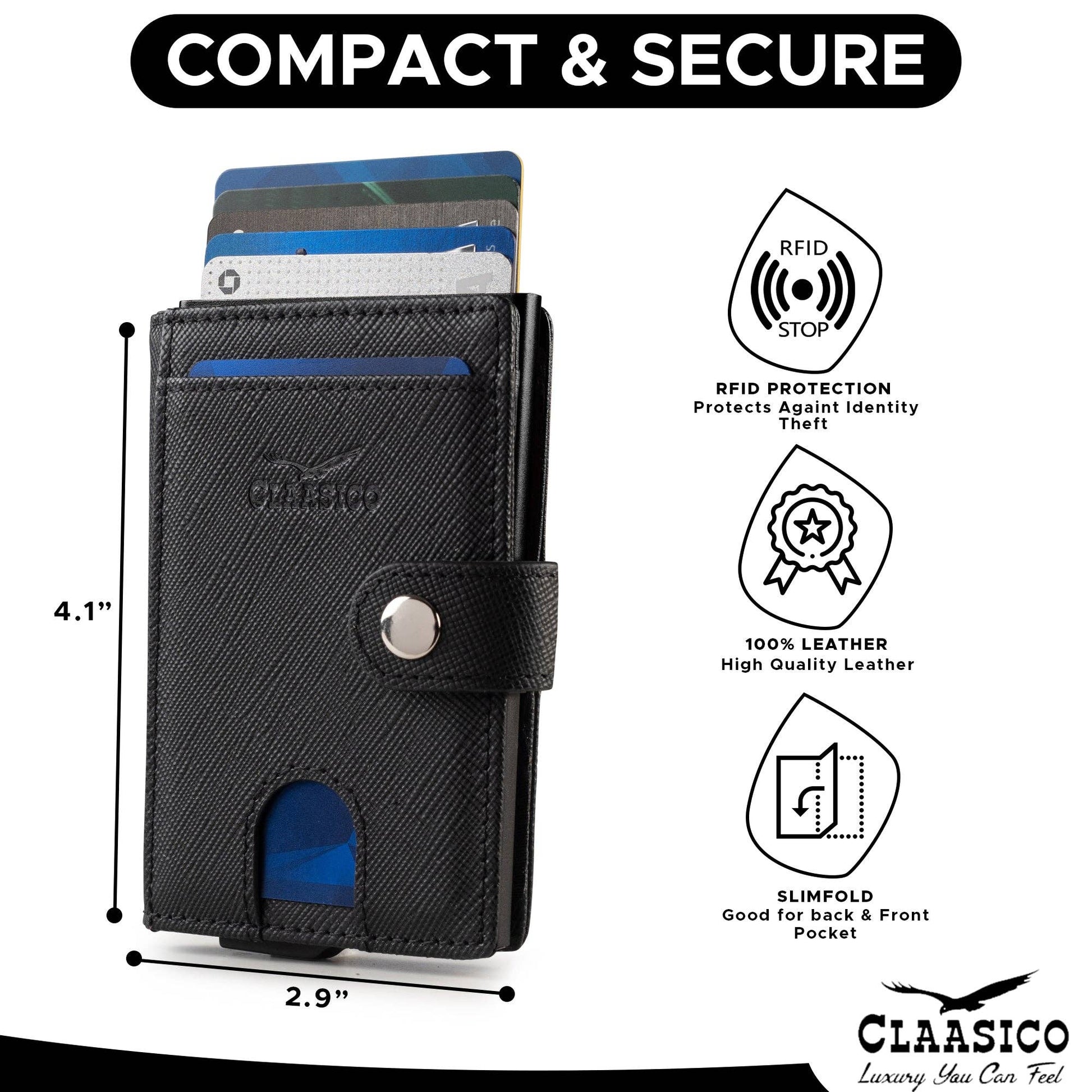 Claasico Claasico - Pop up Bifold Leather wallet: Brown Smooth