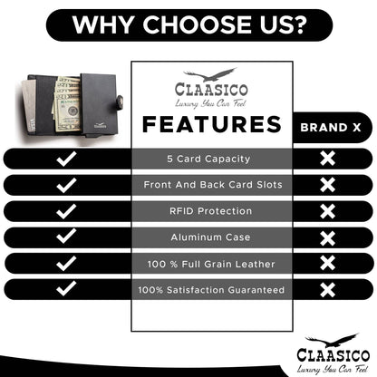 Claasico Claasico - Pop up Bifold Leather wallet: Brown Smooth