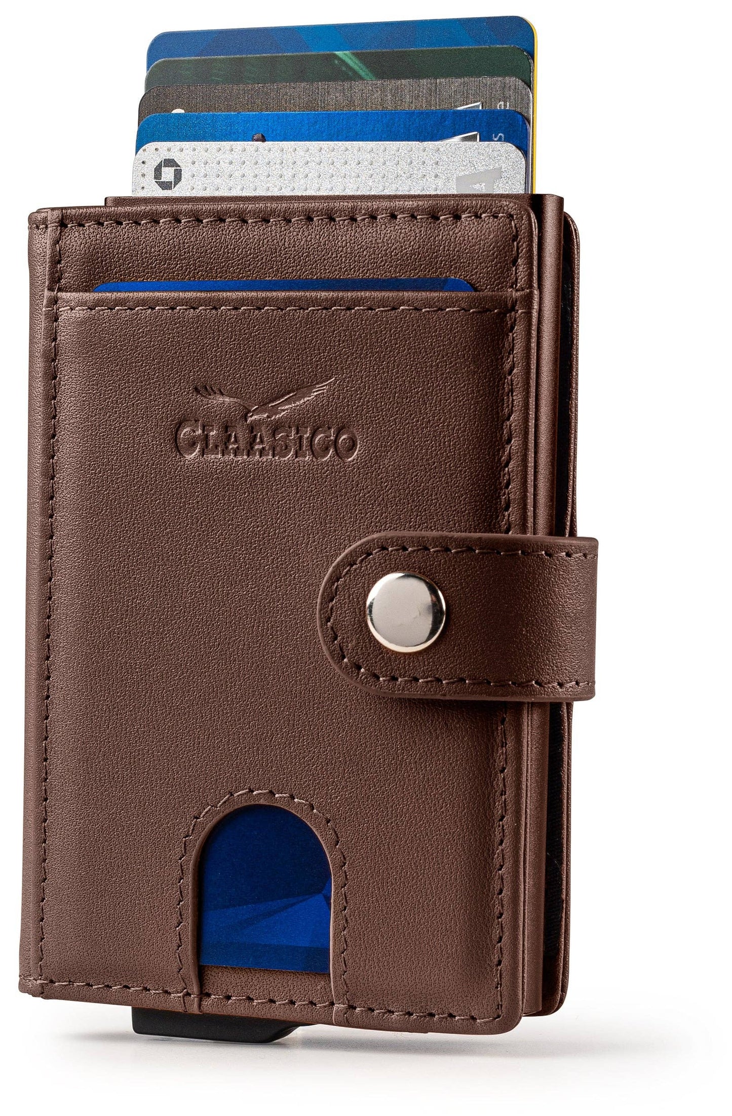 Claasico Claasico - Pop up Bifold Leather wallet: Brown Smooth
