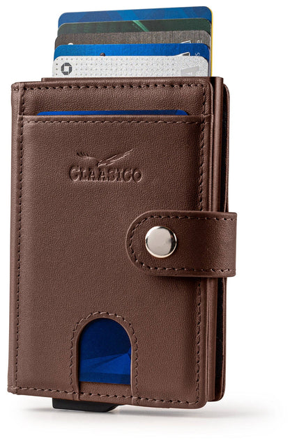 Claasico Claasico - Pop up Bifold Leather wallet: Brown Smooth
