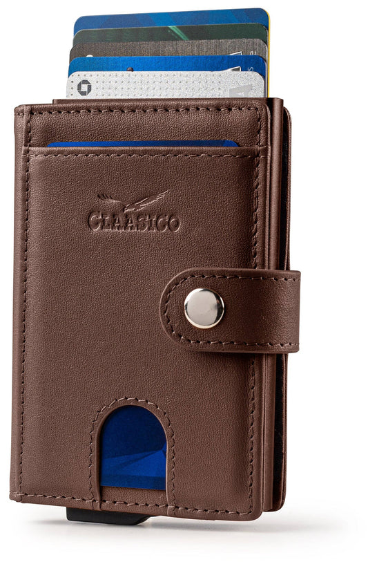 Claasico Claasico - Pop up Bifold Leather wallet: Brown Smooth