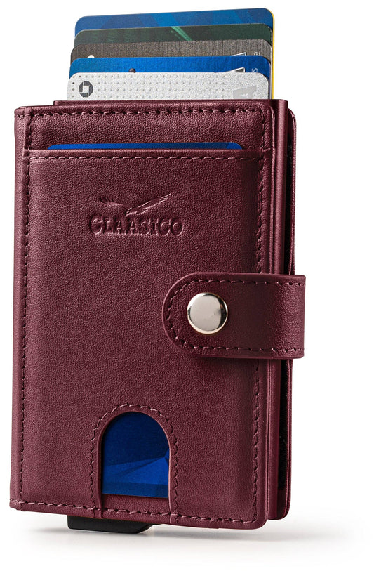 Claasico Claasico - Pop up Bifold Leather wallet: Burgundy