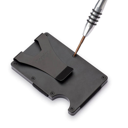 Claasico Claasico - Slim Metal Wallet & Money Clip - Card Holder, Expandable Elastic Strap Compatible with Apple Airtag: Brown