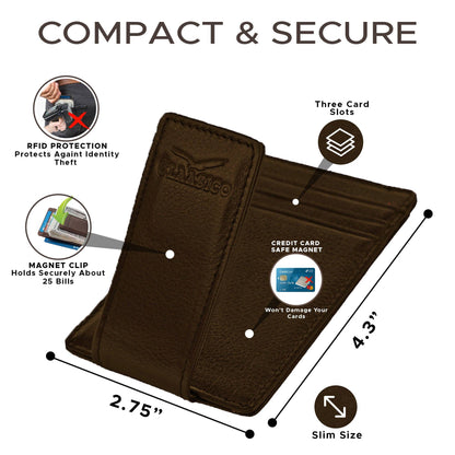 Claasico Claasico - Slim Money Clip Leather Wallet: Black-smooth Leather