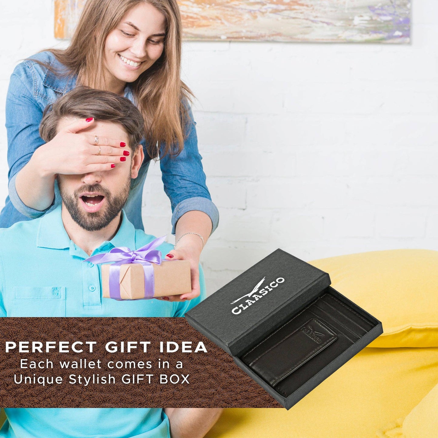 Claasico Claasico - Slim Money Clip Leather Wallet: Coffee