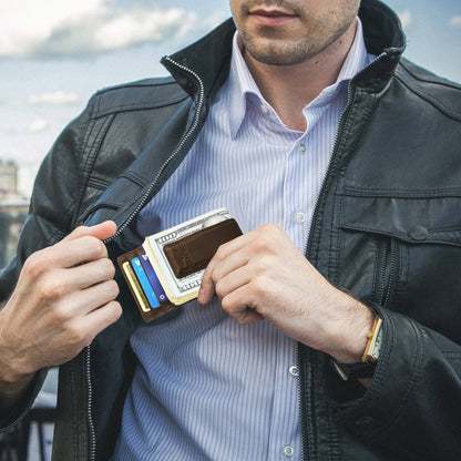 Claasico Claasico - Slim Money Clip Leather Wallet: Coffee