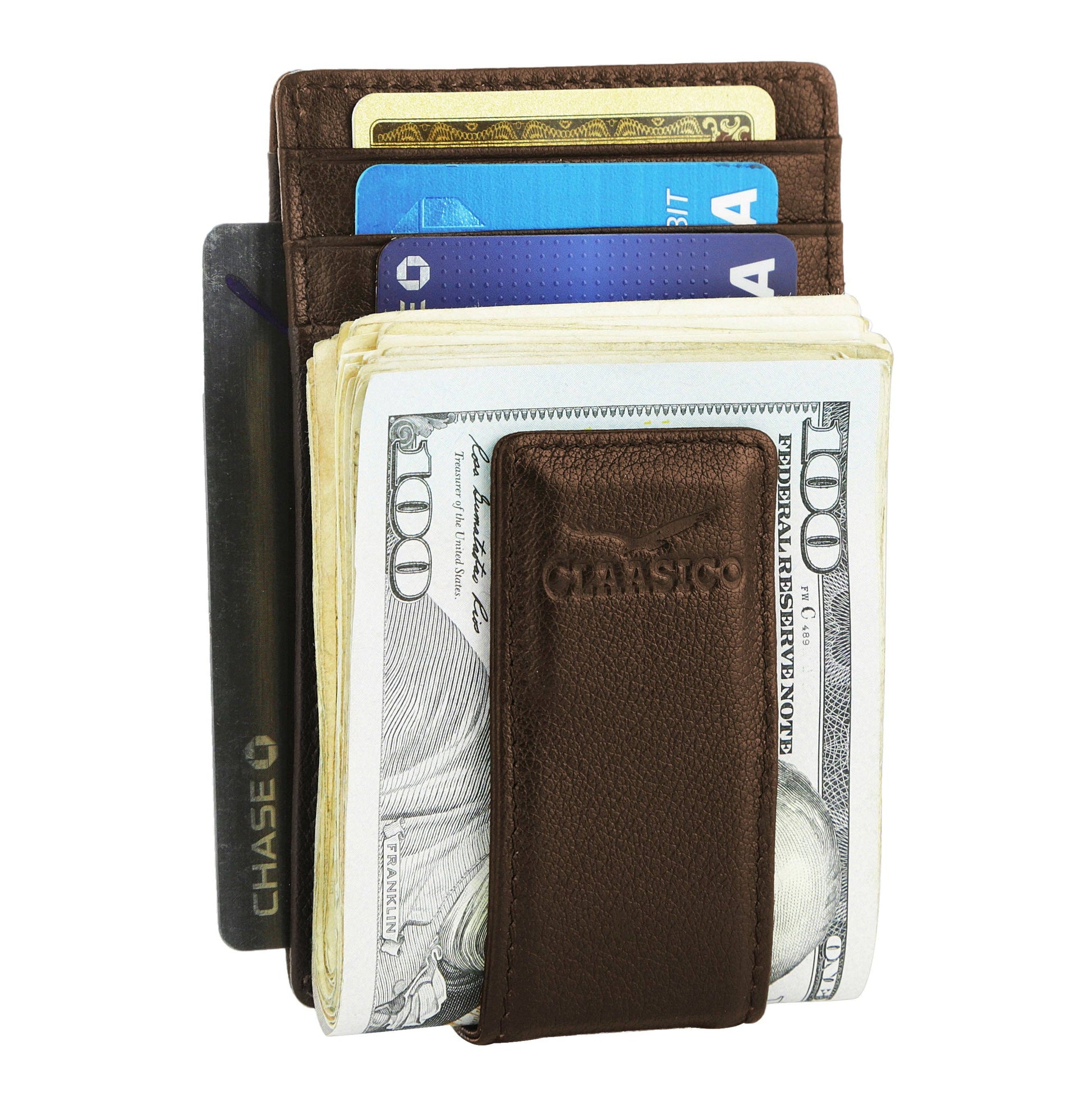 Claasico Claasico - Slim Money Clip Leather Wallet: Coffee