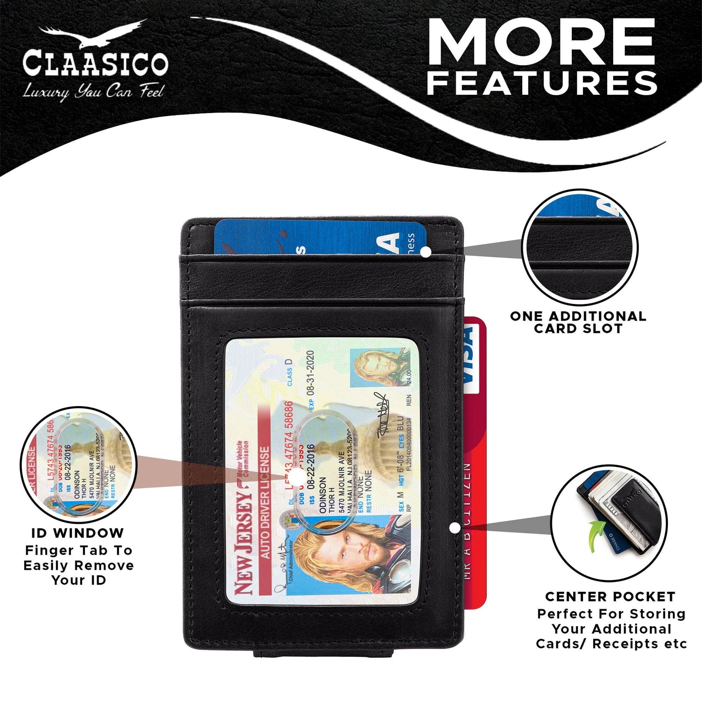 Claasico Claasico - Slim Money Clip Leather Wallet: Coffee