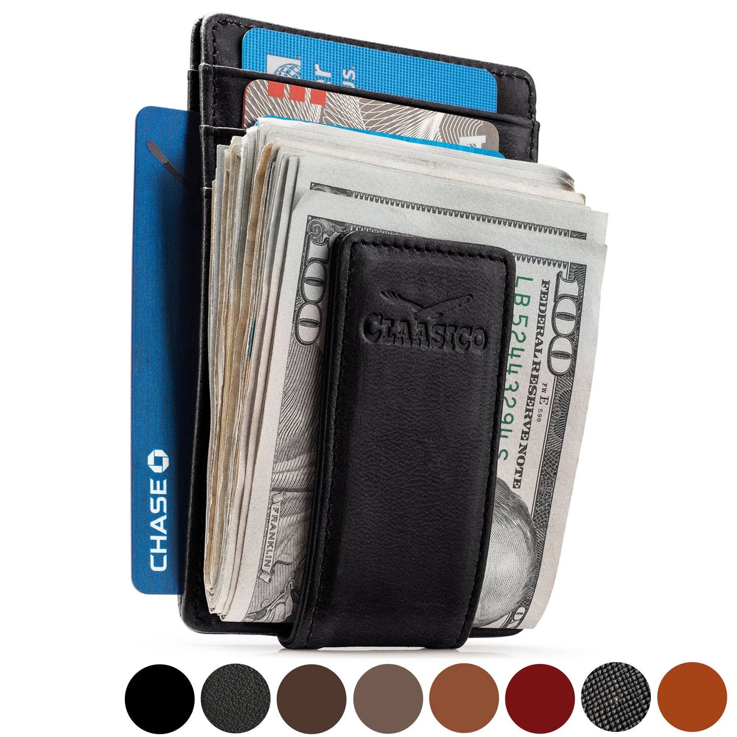 Claasico Claasico - Slim Money Clip Leather Wallet: Coffee