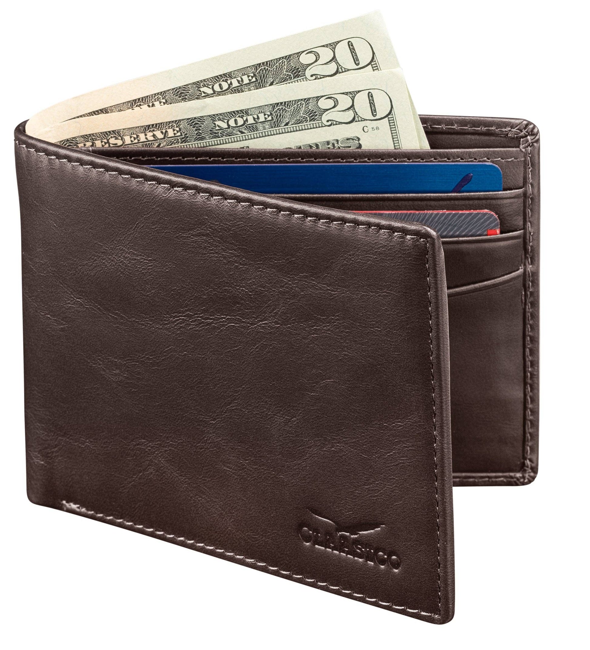 Claasico Claasico - Slimfold Bifold Leather wallet for men: Black-smooth Leather