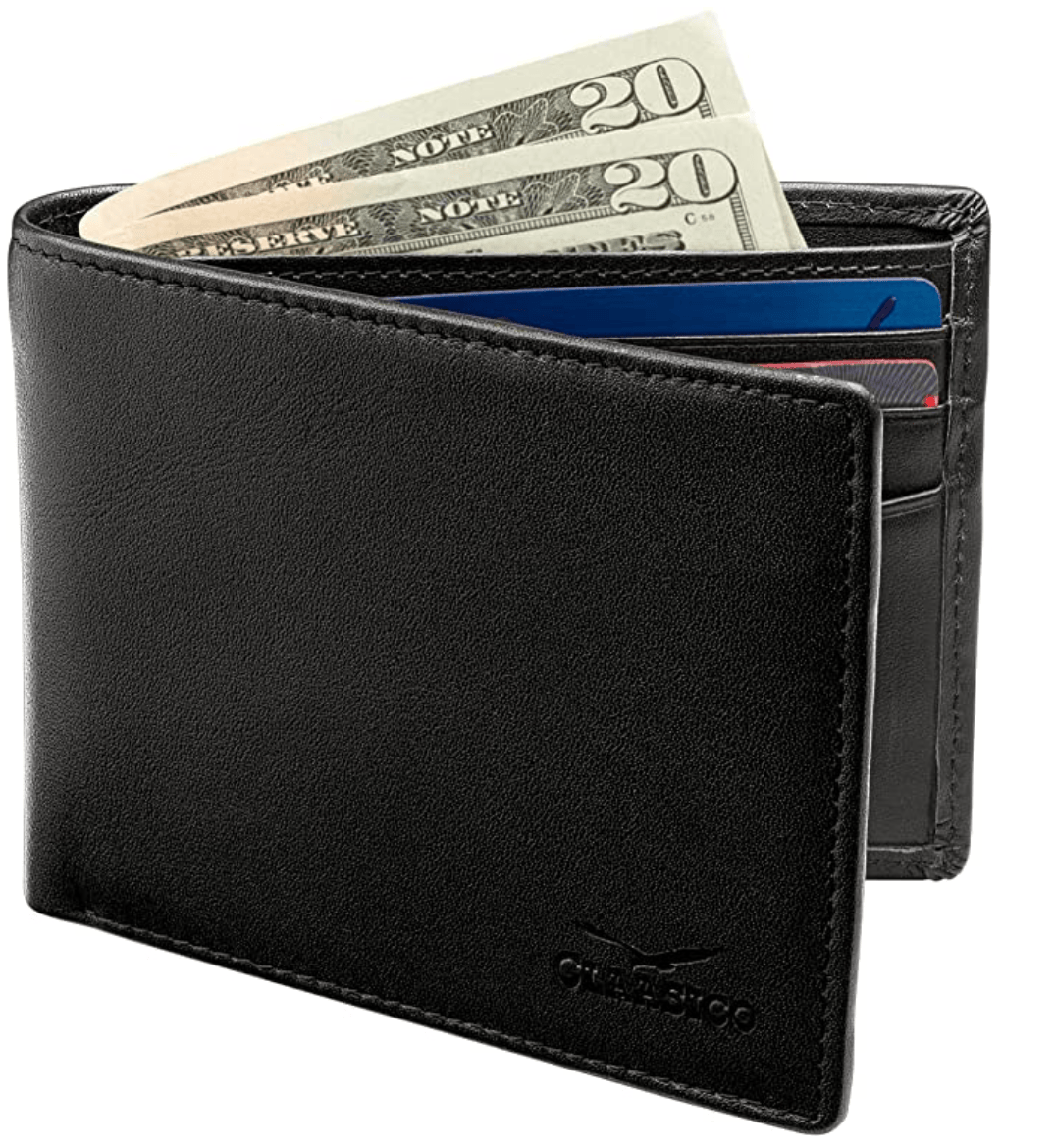 Claasico Claasico - Slimfold Bifold Leather wallet for men: Black-smooth Leather