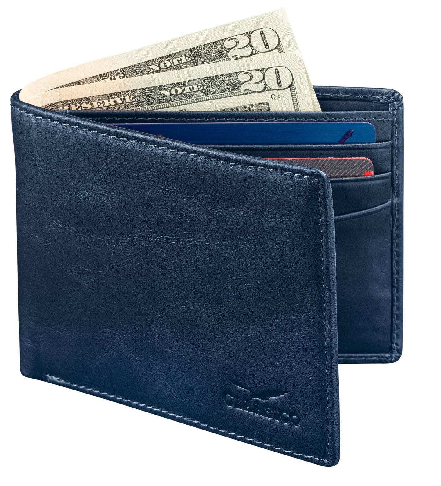 Claasico Claasico - Slimfold Bifold Leather wallet for men: Black-smooth Leather